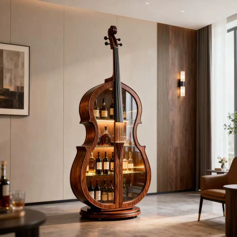 American-Style Cello Wine Cabinet Display Cabinet North American Black Walnut Wine Cabinet Storage Rack Antique Shelf Living Room Wine Cabinet American-Style Cello Wine Cabinet Display Cabinet North American Black Walnut Wine Cabinet Storage Rack Antique Shelf Living Room Wine Cabinet