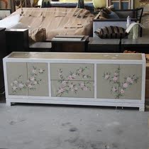 New Chinese solid wood TV cabinet modern living room minimalist sofa Living room Handpainted TV Cabinet-like room Villa Furnishings