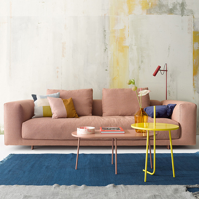 Italian Style Light Extravaganza Sofa Modern Minima Villa Size Family Living Room Four Position Flannel Sofa Combination