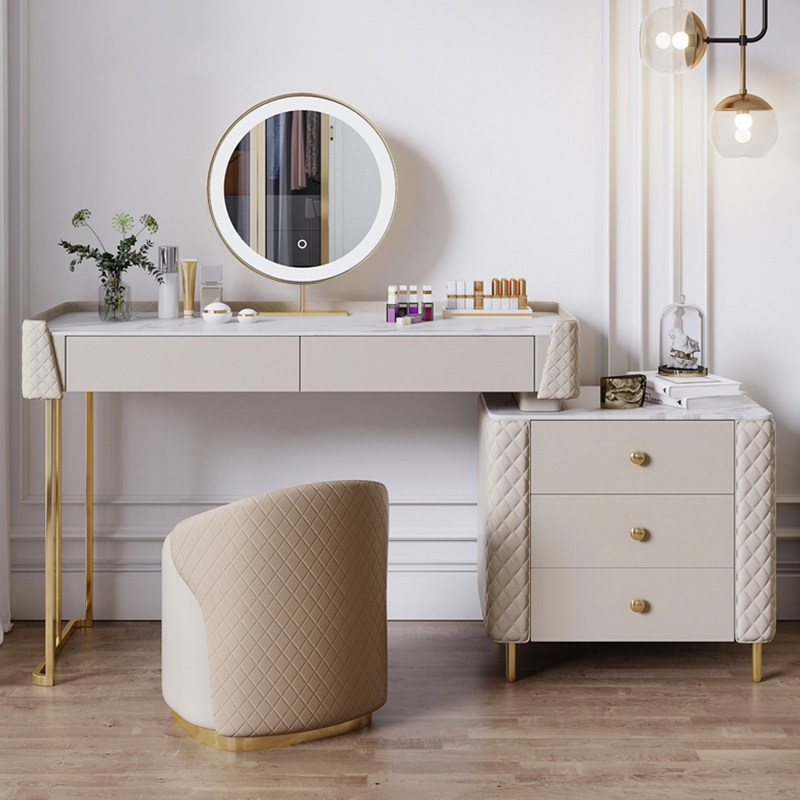 Light luxury minimalist slate flannel bedroom dressing table modern minimalist small apartment net red makeup table storage cabinet one