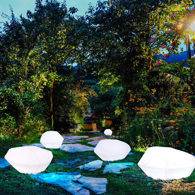 led solar luminescent stone lamp outdoor garden waterproof landscape courtyard lamp inserting lawn simulation pebble lamp