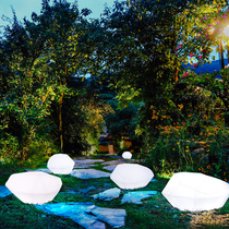 led solar luminous stone lamp outdoor garden waterproof landscape garden lamp inserted lawn simulation pebble lamp