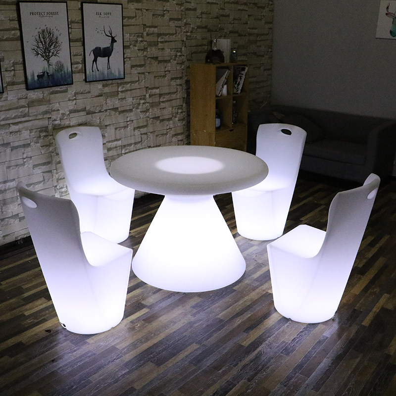 LED creative luminous dining table hotel box party round table home simple modern outdoor courtyard table and chair combination