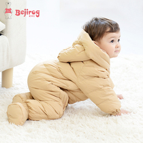 Baby winter thickened warm white duck down male and female baby baby down jacket jumpsuit newborn crawling suit