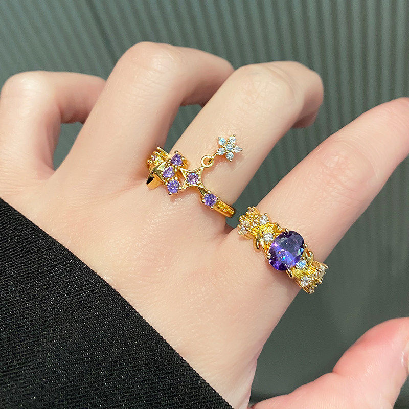 Purple star ring for women 2026 new niche design