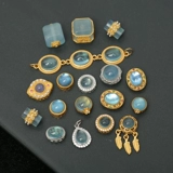 S925 старинное французское серебро, инкрустированное натуральным кристаллом аквамарина, сахарным кубиком, золотые аксессуары, браслеты ручной работы своими руками, разделенные подвеской из бисера