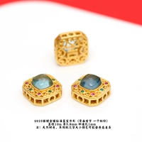 65# серебряный квадрат с бриллиантами и аквамарином