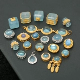 S925 старинное французское серебро, инкрустированное натуральным кристаллом аквамарина, сахарным кубиком, золотые аксессуары, браслеты ручной работы своими руками, разделенные подвеской из бисера