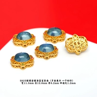 Яичная лапша 86# с серебряной инкрустацией и бриллиантами и аквамарином