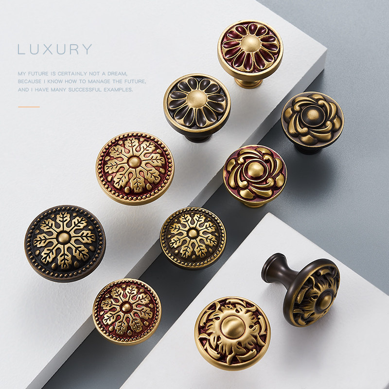 European round pure copper single hole pull-button drawer bedside table all copper handle cabinet door handle shoe cabinet wardrobe small handle