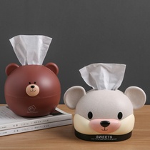 Creative cute cartoon desktop paper towel box napkin storage box roll paper tube household living room coffee table drawing paper box