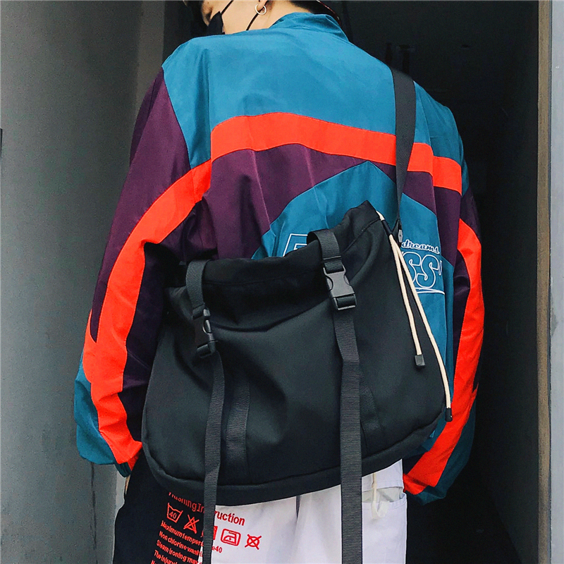 Tide brand messenger bag large-capacity backpack hip-hop tooling function men's single-shoulder messenger bag women's dead fly bag student schoolbag