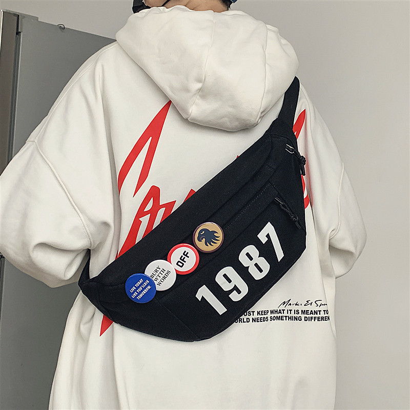 Crossbody bag men's tide brand large-capacity chest bag men's bag sports cross-body bag canvas bag new ins tide waist bag