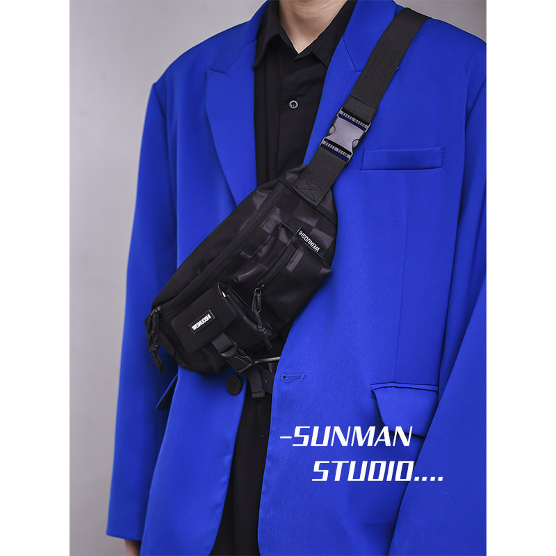 Chest Bag Male Tide Card Diagonal Satchel men's small backpacks new sports satchel original men's bag wave pockets Single shoulder bag-Taobao