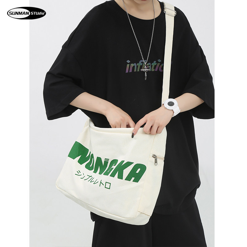 Slipper bag men in Japanese tide large capacity canvas single shoulder bag female students in class bag men bag bag