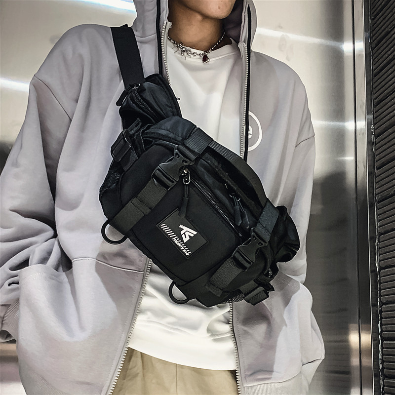 Chest Bag Men Ins Tide Card Function Wind Skew Satchel Street Wave Cool Men Sports Satchel Individuality Purse Single Shoulder Bag-Taobao