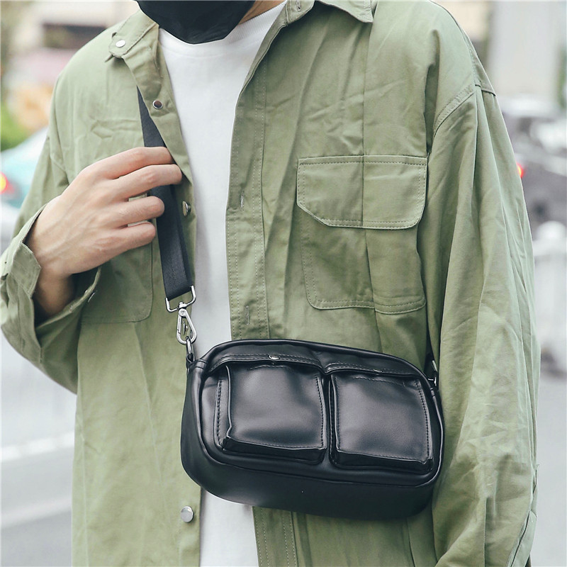 Men's retro fanny pack fashion PU leather chest bag oblique cross bag leisure bag Small crossbody mobile phone Korean version shoulder bag Men's bag