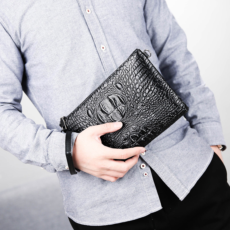 Crocodile Stripes Men Long Purse Men Handbag Men Handbag Fashion Classic Business Hands Bag Letter Enveloping Youth Laklace Big Tide