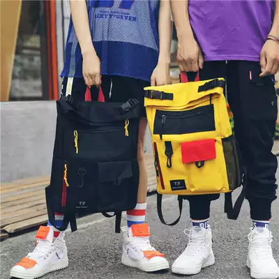 Canvas school bag male ins backpack female student Korean version wild campus simple backpack travel large capacity leisure