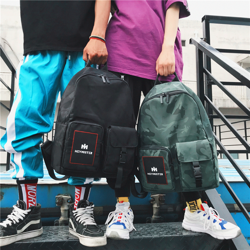Backpack camouflage canvas Korean edition college style ins super hot bag street shooting school bag male high school student female shoulder bag