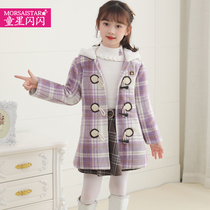 Girl child Daughter Great Clothes Spring Autumn Clothing Womens Great Boy Bull Corner Buttresses Big Clothes Foreign Air Spring girl Checkered Jacket Big Boy