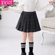 Girls skirt pleated skirt 2021 new plaid childrens foreign style spring short skirt college style big childrens spring outfit
