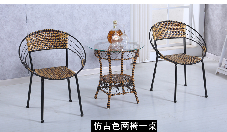 Ban công bảng và ghế wicker ghế ba mảnh đồ nội thất phòng khách kết hợp ngoài trời vườn giải trí mây ghế bàn cà phê năm mảnh