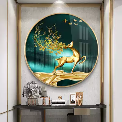 Fulu porch decorative painting round single mural light luxury atmosphere American aisle corridor hanging painting modern porch painting