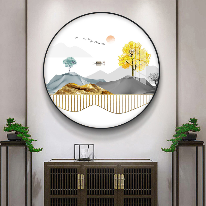 Light extravaganza Shoes Cabinet Hung Painting Round Hallway Aisle Decoration Painting New Chinese Landscape Landscape Wall Genguan Mural Painting