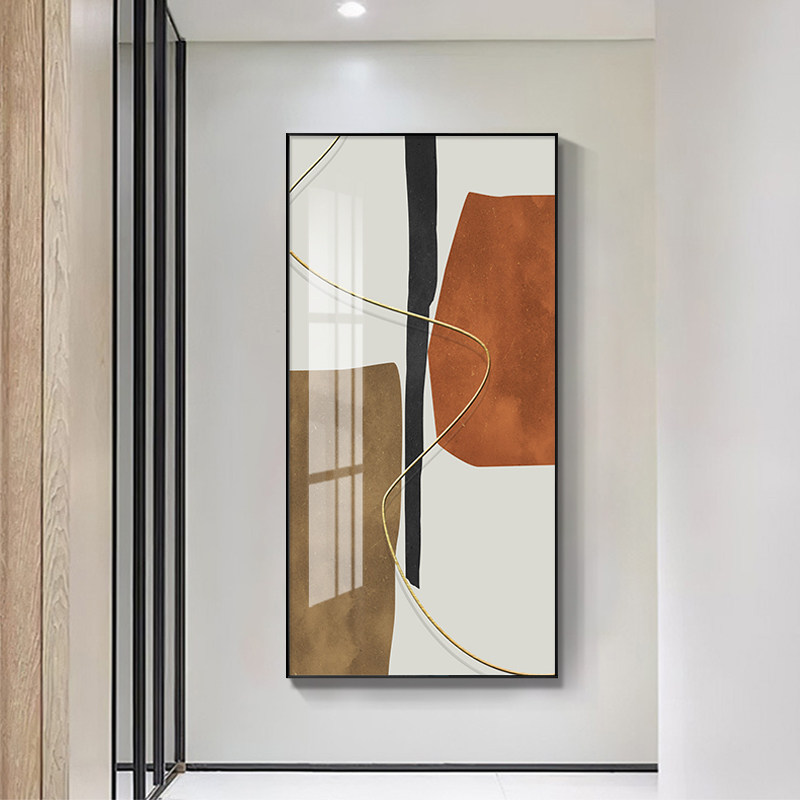 Modern abstract Xuanguan decoration painting vertical version in door mural crystal porcelain mural upscale light luxury facing door villa hanging painting