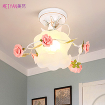  Meiyuan Korean pastoral ceiling lamp European style flower lamp Wrought iron ceiling lamp Aisle entrance single-head ceiling lamp