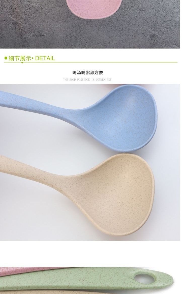 Lúa mì rơm thìa gia đình dài tay cầm cháo muỗng dụng cụ nhà bếp bộ đồ ăn bằng nhựa dày dụng cụ bếp