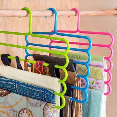 Colorful anti-slip multilayer trouser rack multifunction wardrobe 5 floor hanging pants hanger scarf rack tie hanging rack