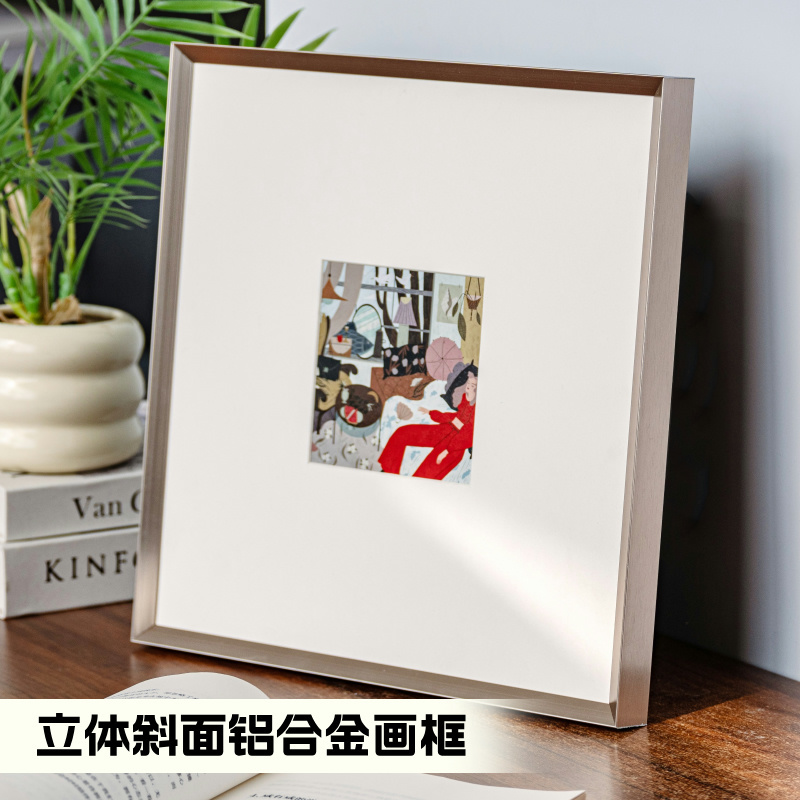 Square Photo Frame Beveled Aluminum Alloy Picture Frame Empty Frame for Mounting on the Wall 80 Metal Decorative Large Picture Frame with Blank Card Paper