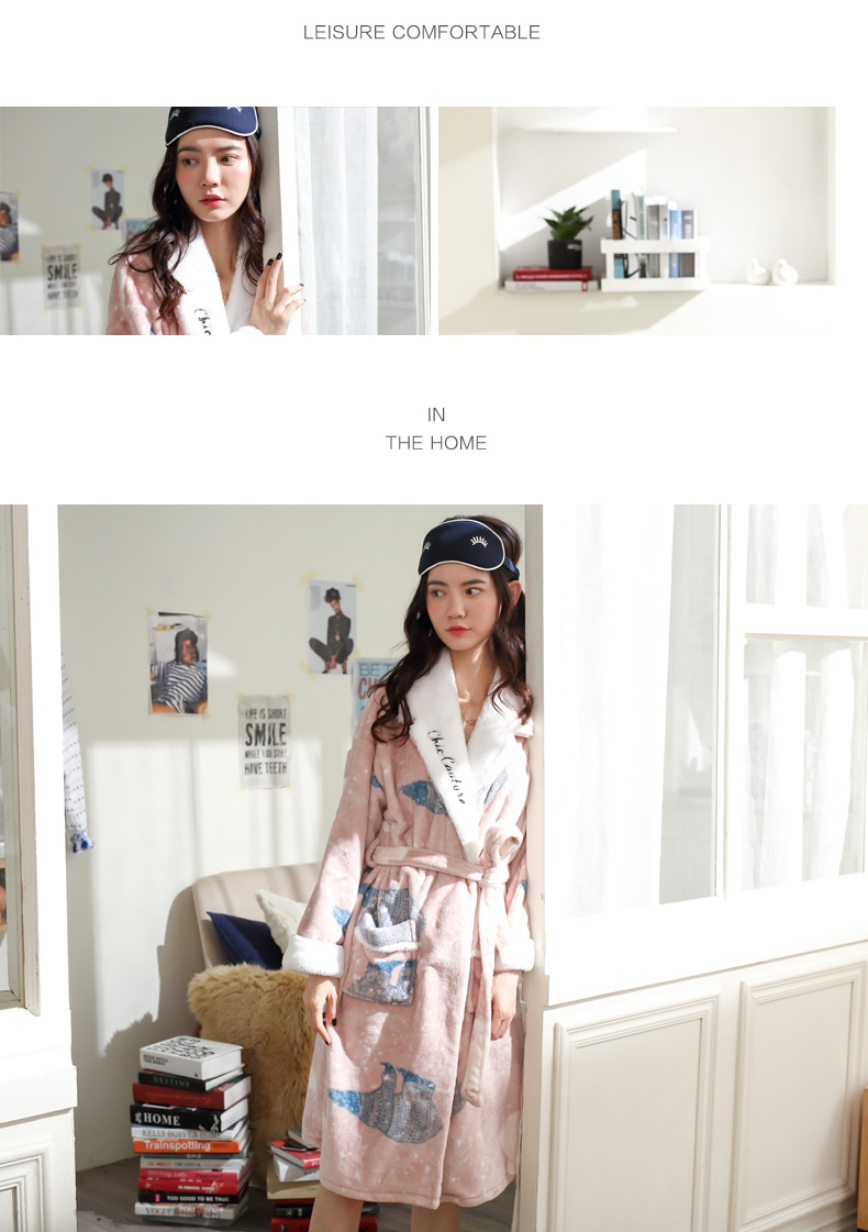 2019 áo ngủ mới nữ mùa đông san hô nhung dày dày đoạn dài đồ ngủ flannel phụ nữ mùa thu và mùa đông áo choàng dài mùa đông - Night Robe đồ ngủ trẻ em