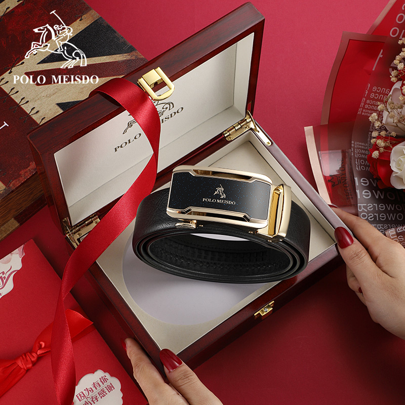 British Rav Laurenma ball belt men's leather automatic buckle casual pants with youth luxury brand gift box leather strap male