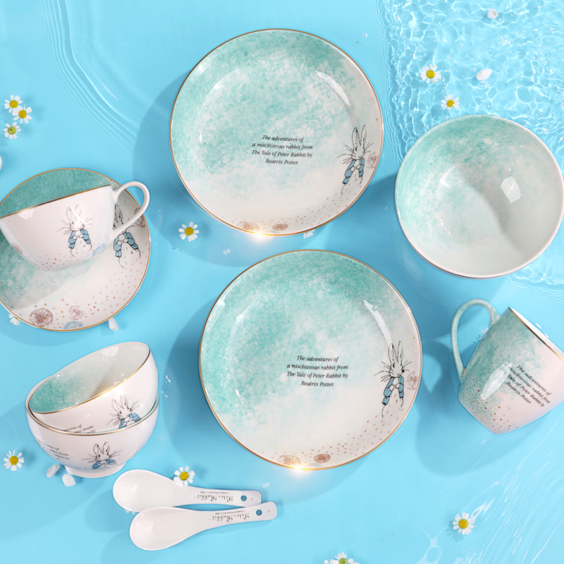 Britain than the rabbit tread tableware real gold, soup cup ceramic bowl of coffee cup ceramic bowl bowl suit