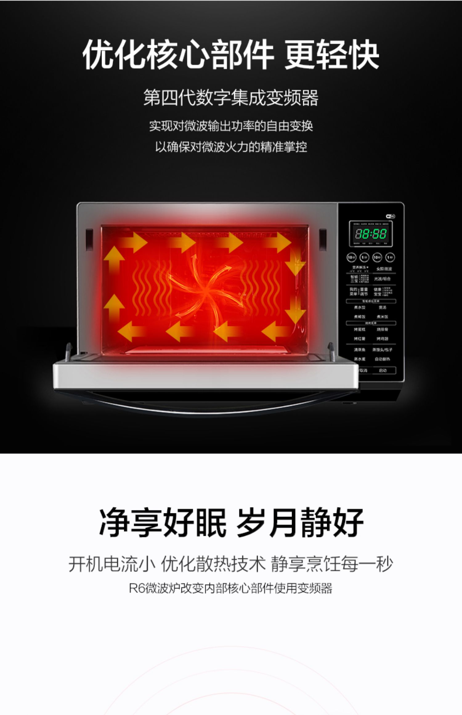 lò nướng thuỷ tinh Galanz di động thông minh điều khiển chuyển đổi tần số hộ gia đình lò vi sóng Lò vi sóng 900W tích hợp R6 (TM) - Lò vi sóng lò nướng nhỏ