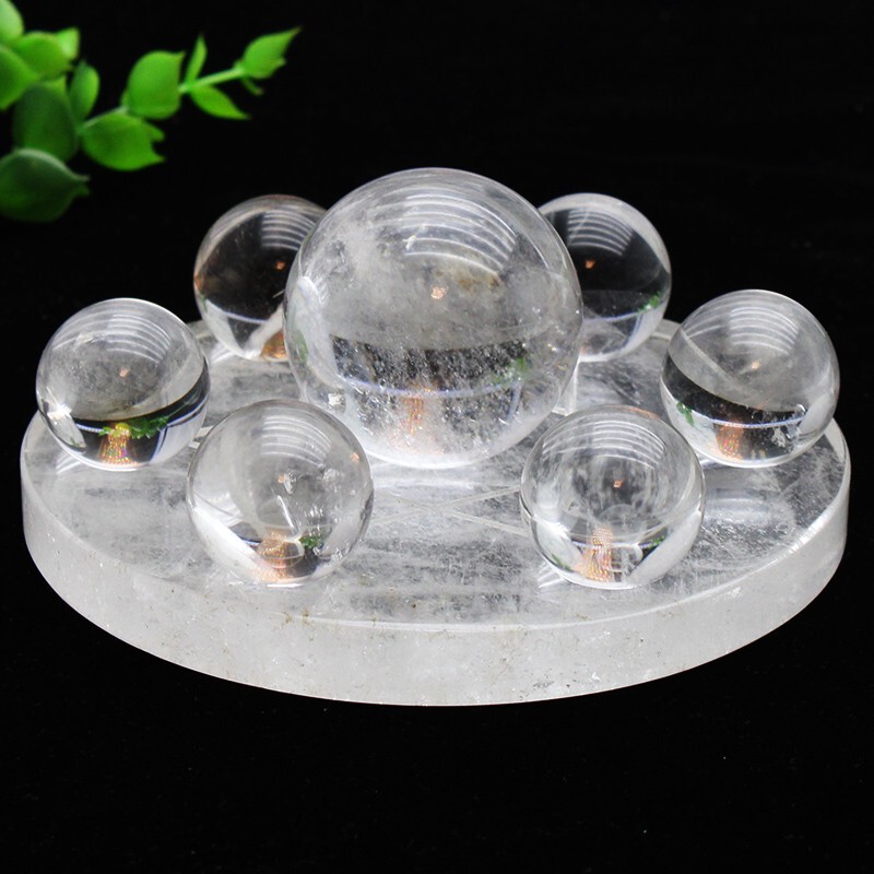 Natural Raw White Crystal Seven-Star Array Ornament Base for Home Desktop Entrance Corner Decoration Round Sphere Ornament