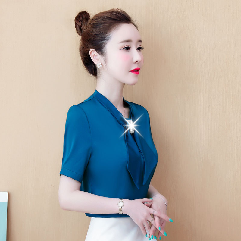 Shirt Short Sleeves 2023 summer new women's shirt fashion trend tie - up Eurogenous shirt