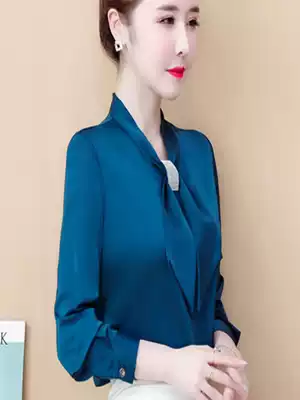 Chiffon shirt long sleeve women's early autumn clothing 2021 New Trend Fashion temperament foreign pie bottom shirt