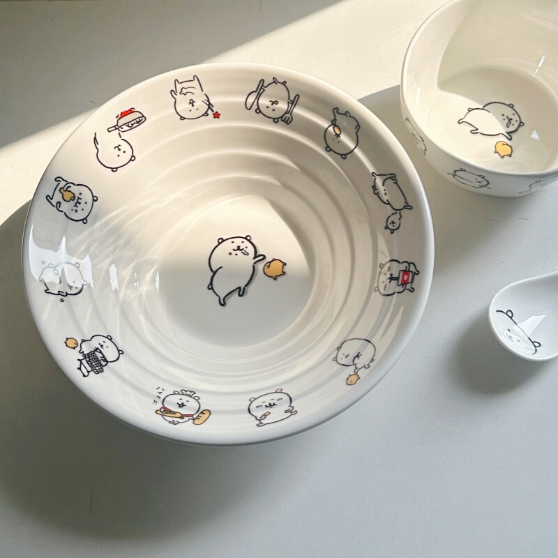 Wang Lufei's Zishaobing Brand Ceramic Noodle Bowl, New High-Quality Tableware for Home Use, Round Plate, Snail Noodle Bowl, Instant Noodle Bowl