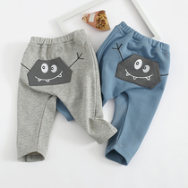 Baby spring and autumn big butt pants baby wearing pp casual foreign pants boys and girls Harlan pants 0-3 years old thin 2