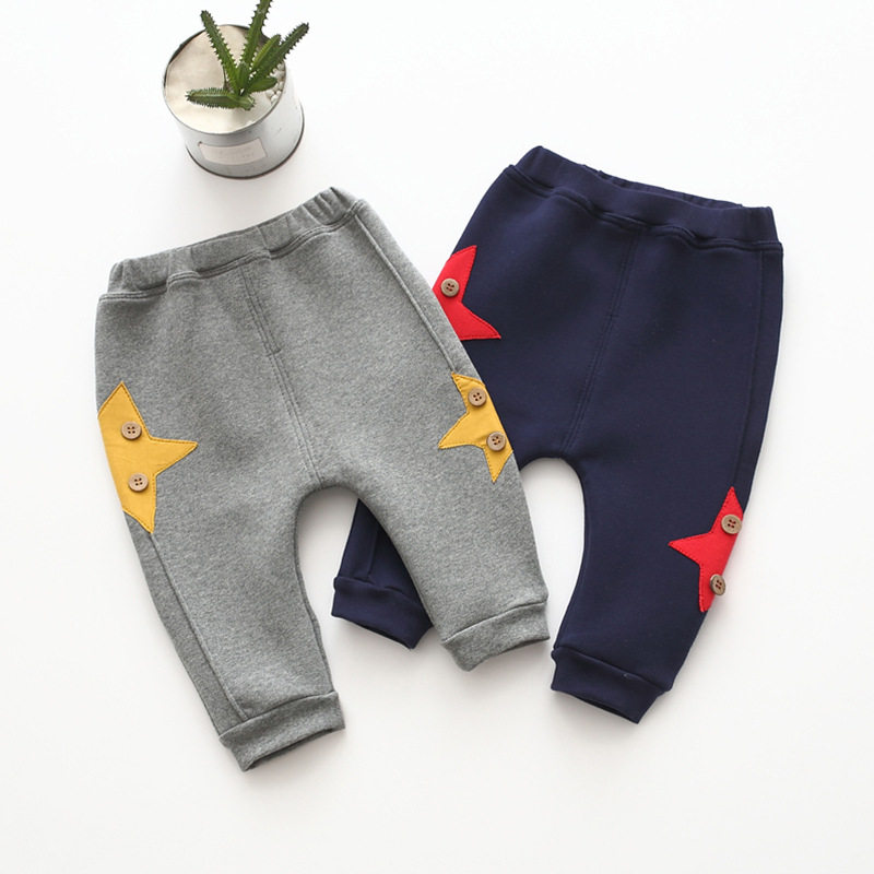Boy Garsuede Grand PP Outer wearing female baby casual pants thickened warm 1-3 year old pure cotton infant 2 beating bottom autumn and winter
