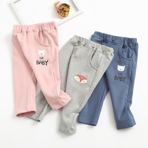 Female baby spring and autumn thin butt pants outside wear open stalls boy 0-3 years old 1 infant PP single pants cotton leisure tide