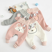 Spring and autumn high waist Belly Belly Belly men and women Baby Big pp pants baby wearing cotton butt casual bottom Haren pants single