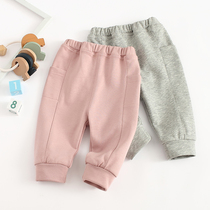 Boys Spring and Autumn Infants Leisure Cotton Open Plot Female Baby Wear Foreign Big PP Boy 0-3 Year-old Sports Single Pants 2