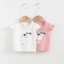 Baby girl Summer coat baby wear short sleeve T-shirt flying sleeve thin cotton Korean version wearing Foreign color 1-3 years old