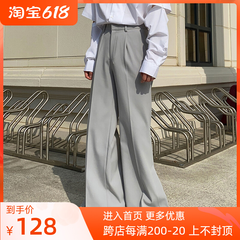 (N A) Conspicuously Masculine Pants 2021 New Chains In Korean version drag long pants open fork horn Western pants male