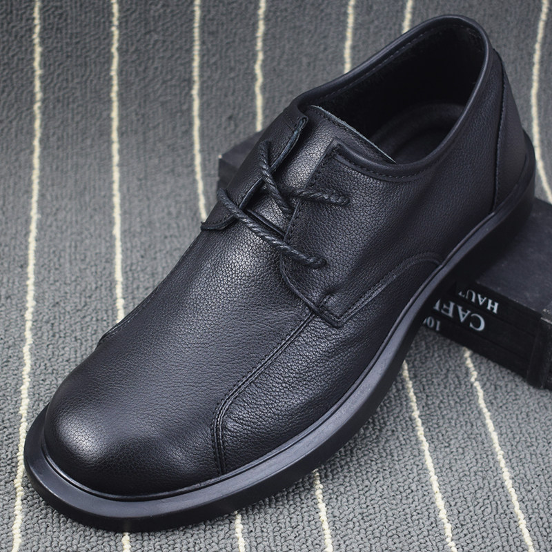 Foreign trade leather shoes for men in spring and autumn, versatile lace-up soft leather men's shoes, business casual trendy first-layer cowhide men's shoes